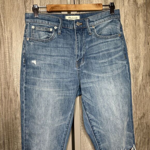 Madewell High Rise Slim Boyjean Jeans Blue Color Distressed Size 26 - Picture 2 of 10